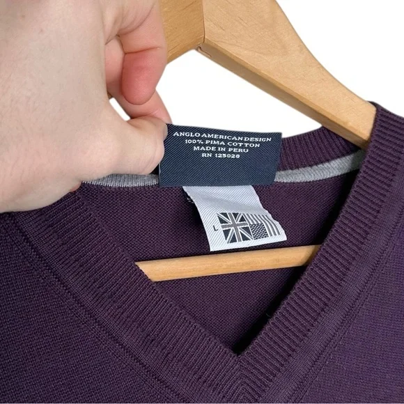 Psycho Bunny V Neck Purple Sweater - Picture 7 of 7